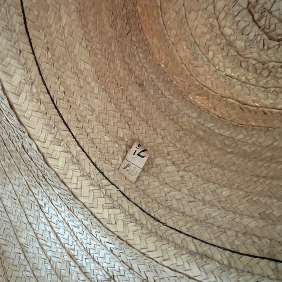 VINTAGE Tan Straw Garden Hat with Brown Band, Size 7 1/4 - Picture 5 of 7
